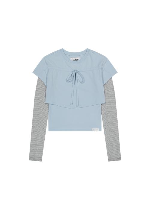STRIPE LAYERED STRAPPY TOP [BABY BLUE]