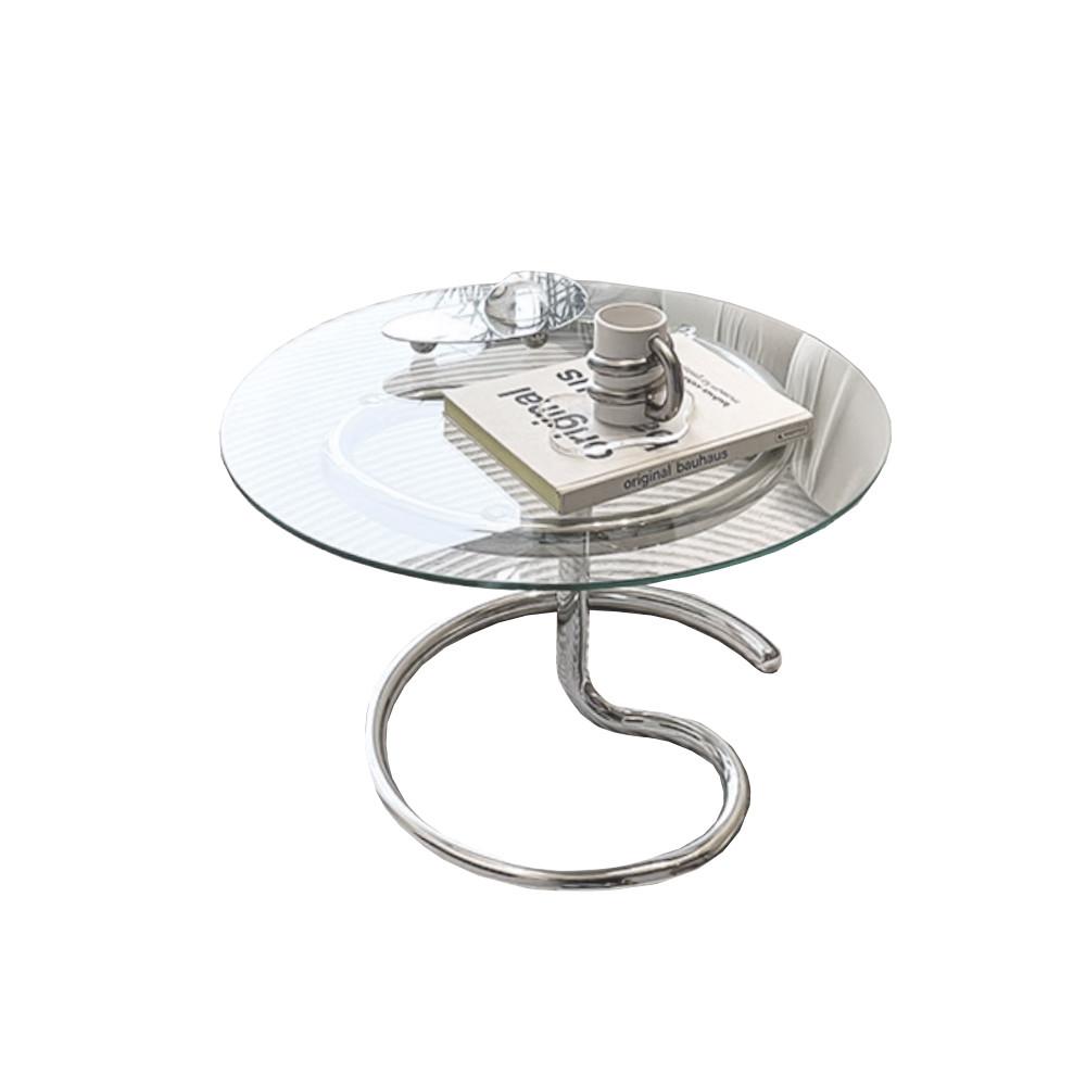 코제 트위스트 거실 테이블 원형 스틸글라스 카페 인테리어 미드센추리