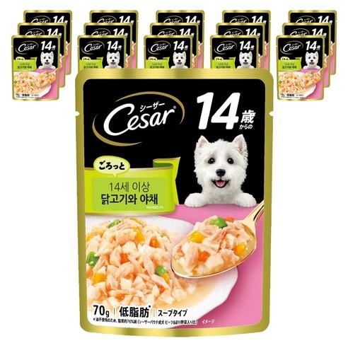 시저 강아지 시니어 주식파우치 닭고기와 야채, 닭, 70g, 16개 - 습식사료 | 쿠팡