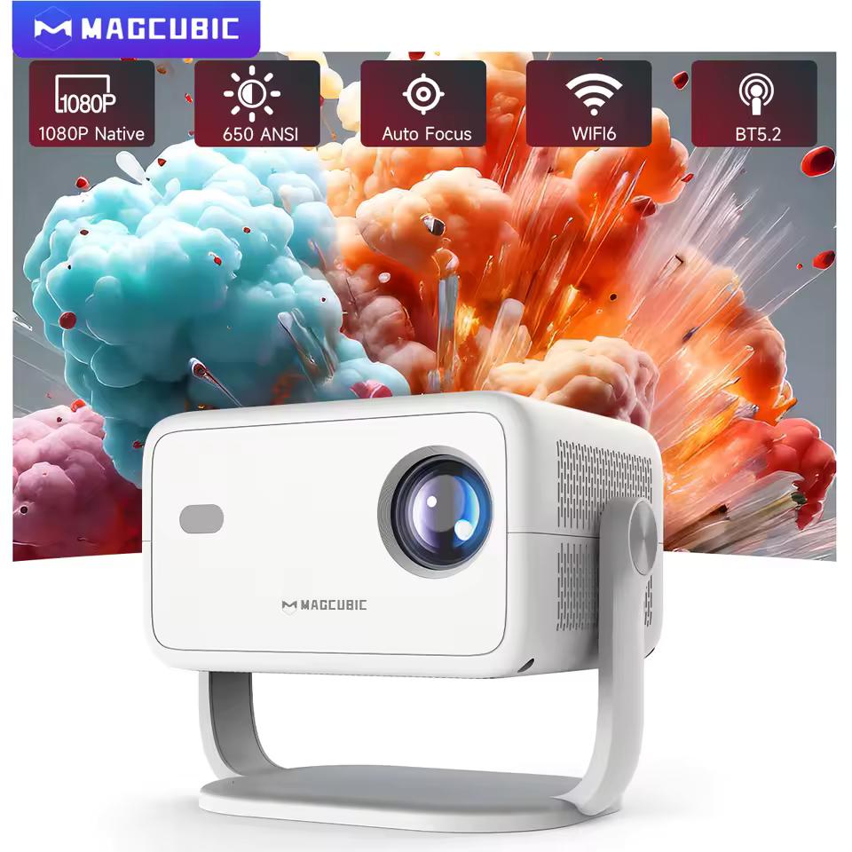 Magcubic 650ANSI L018 4K 네이티브 휴대용 프로젝터 1080P 자동 초점 키스톤 보정 안드로이드 11 BT5.2 WIFI6 360 °   홈 시네마