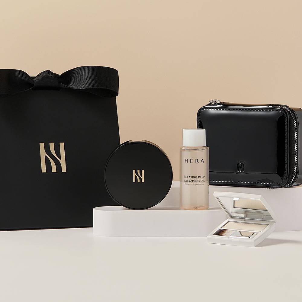 [무료각인&선물포장] 헤라 블랙 쿠션 (+멀티 파우치 증정)