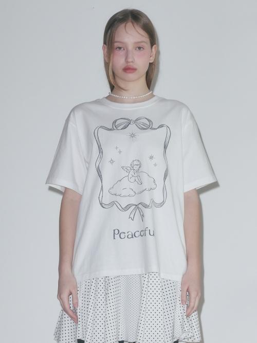 4/12 순차배송 PEACEFUL HALF SLEEVE T-SHIRT, WHITE