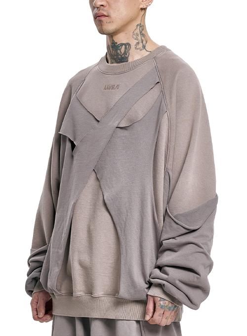 Paneled Washed Sweatshirt [DUSTY BEIGE]
