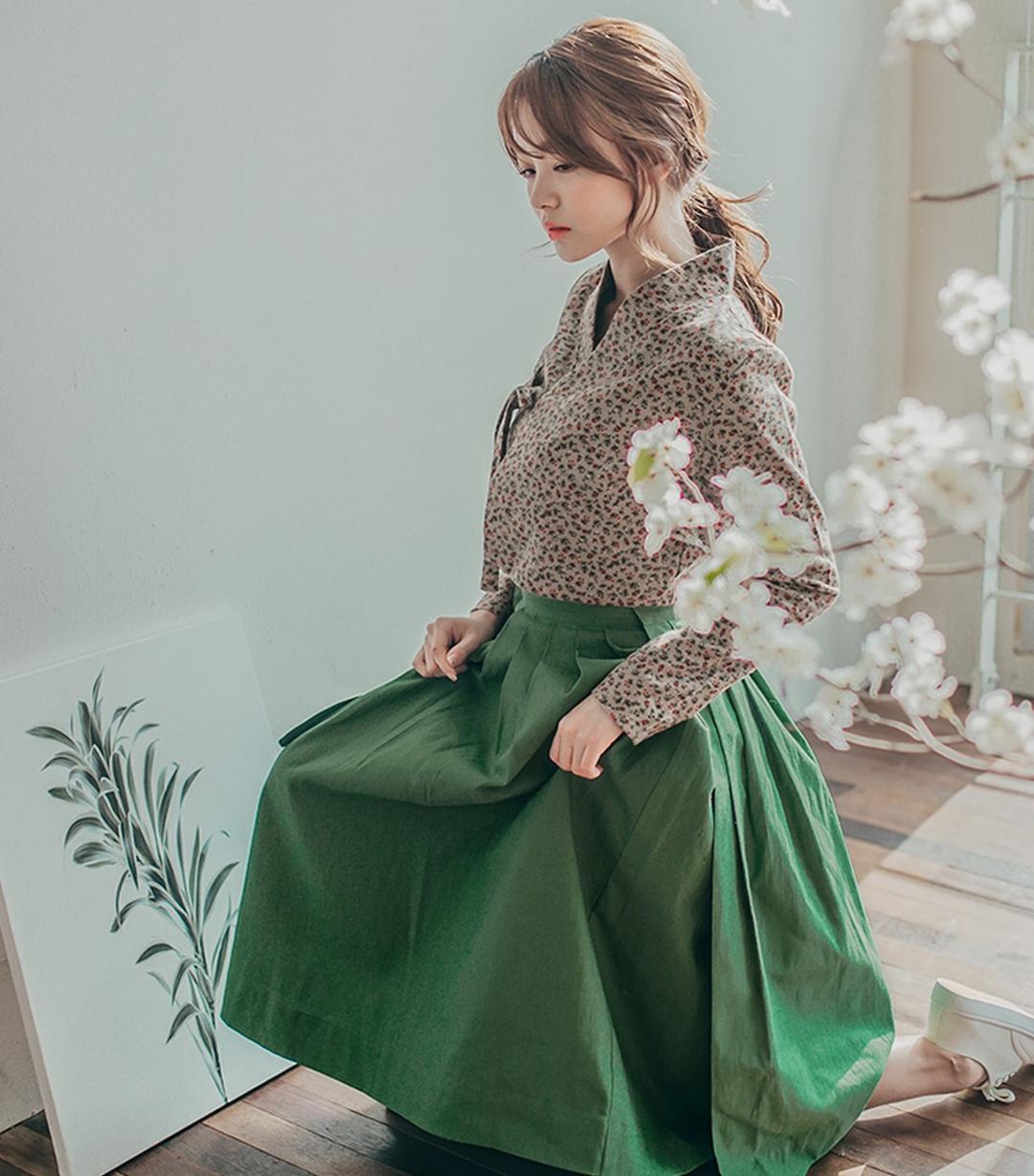 린넨 그린 :: 허리치마