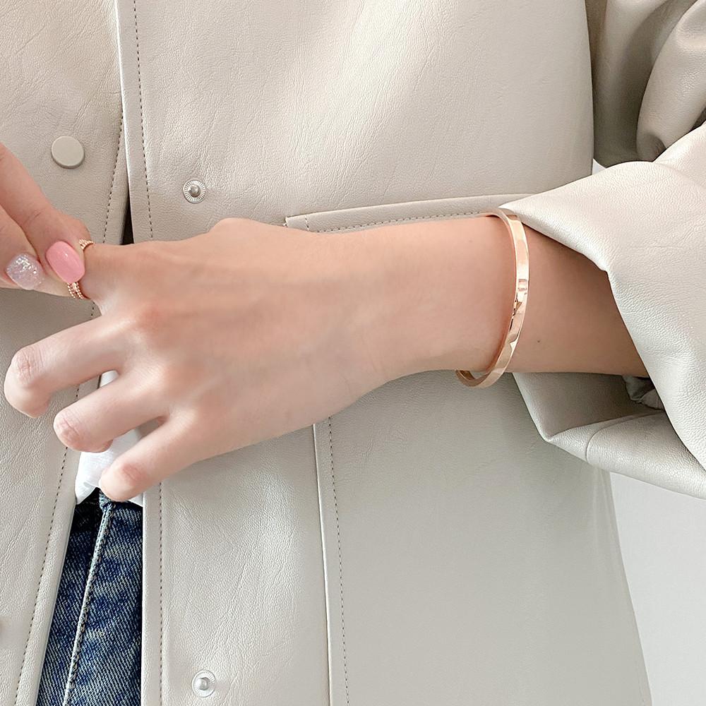 14k 18k 할로우 타원 뱅글 팔찌 5mm - 브레이슬릿 볼드 파이프 커플 무광