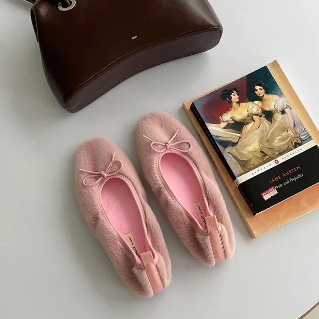 코, 보송보송 발레리나 겨울퍼 기모안감 리본플랫(4컬러)/러블리 끝판왕, 가볍고 따뜻한데 사랑스러워요!!