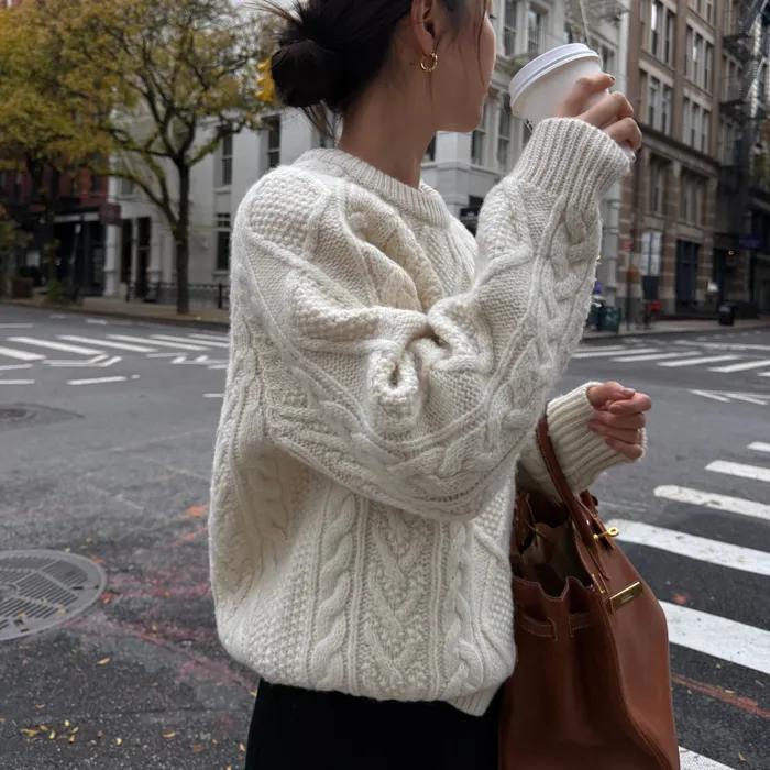 Tricot Cable Knit Sweater