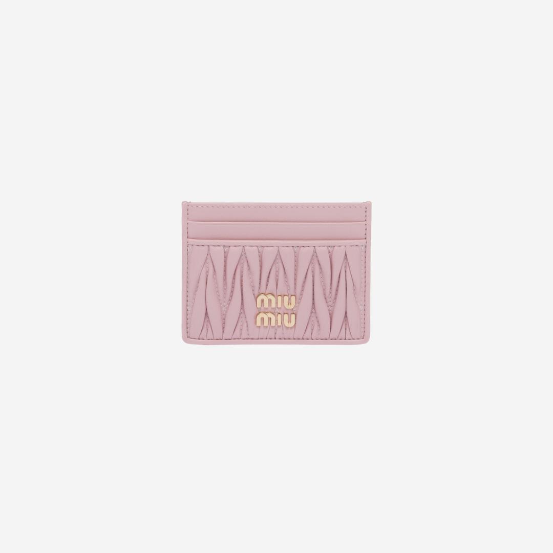 Miu Miu Matelasse Nappa Leather Card Holder Alabaster Pink