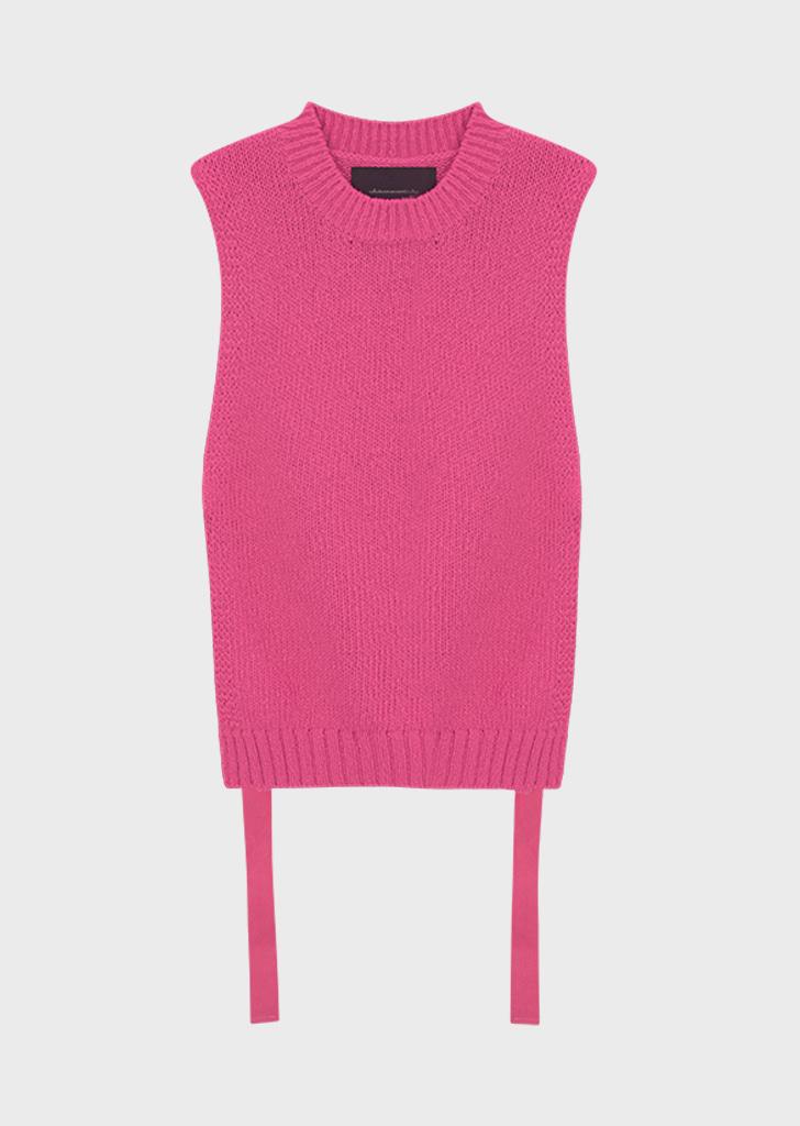 STRAP KNIT VEST [PINK]