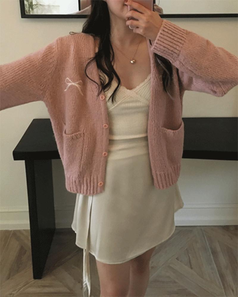 페니 리본 자수 울 가디건 (3 color)