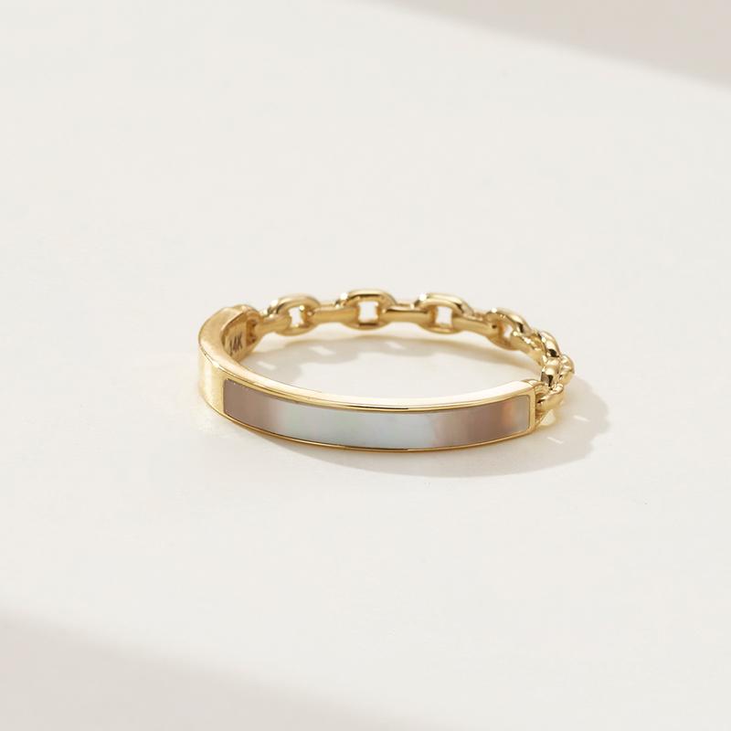 14k 18k 머더도그 자개 체인 반지