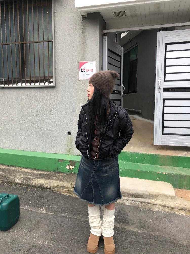 fringe midi denim skirt