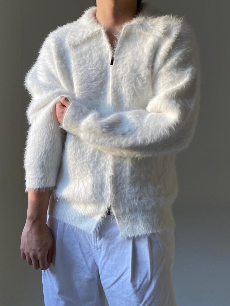 (무료반품 가능) 남여 공용 블랑 앙고라 니트 집업(5C)