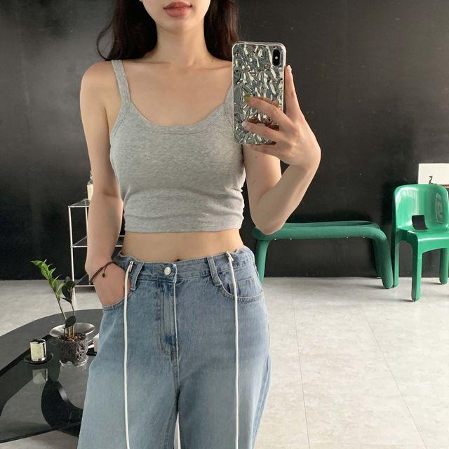 (캡일체형/피트니스) 사계절 코지 브라렛 스판 크롭 나시 [3color] _디코럼