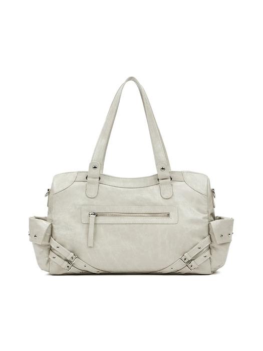 STUD POCKET BIG BAG IN ASH BEIGE