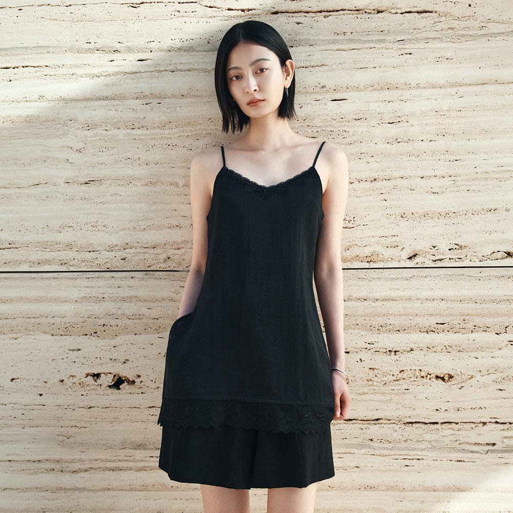 SITP5282 레이스 실키 슬립 탑_Black