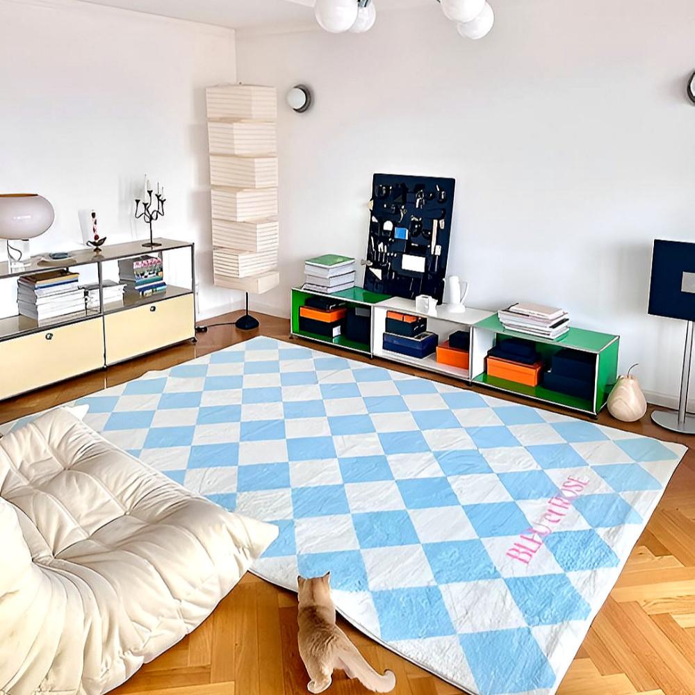 띠네마네 원룸러그 아가일패턴 식탁카페트 층간소음방지매트 워셔블러그 공간분리 거실카페트