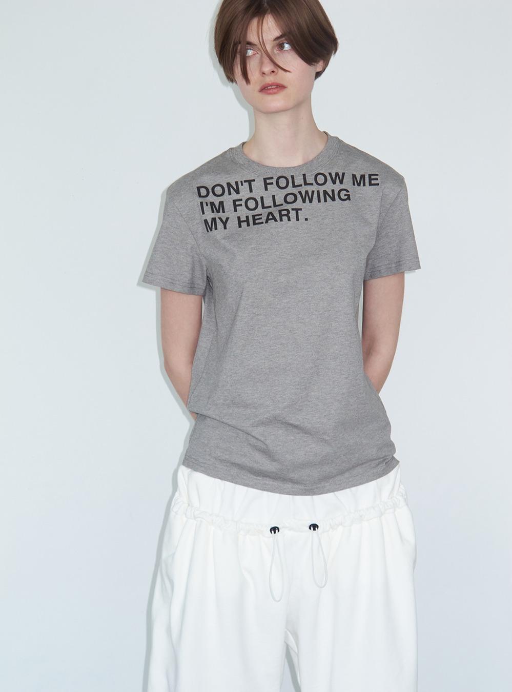 Gray Lettering Print Slim Fit T-Shirt