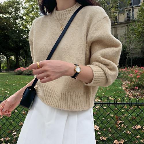 [가을특가20%🍁][당일발송🚚][MINI.L] 파니니 모헤어 울 라운드넥 크롭 니트