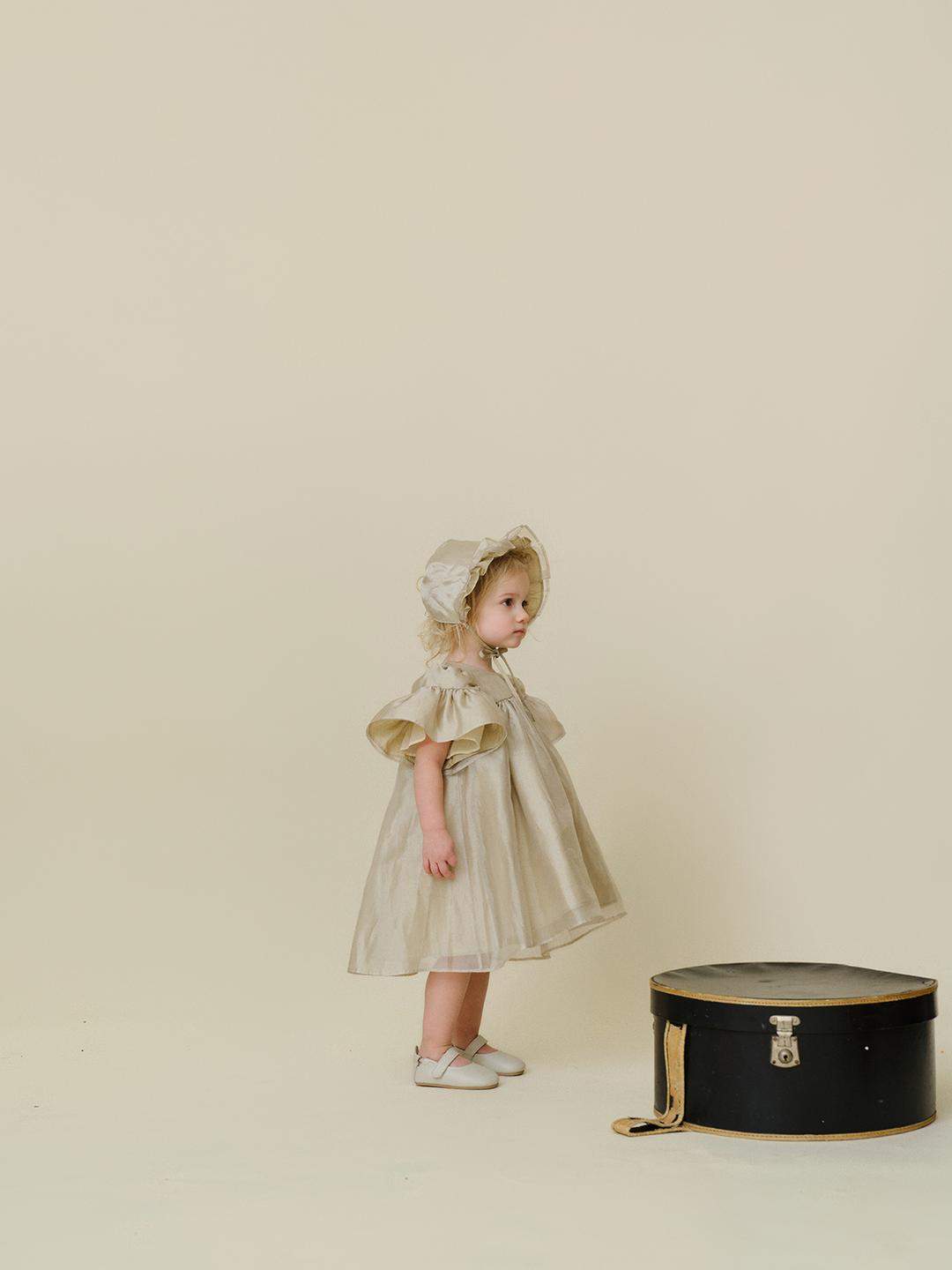 BABY) Flutter Layered Dress, Gold