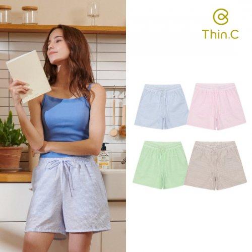 여성 시어서커 파자마 반바지 4종 세트