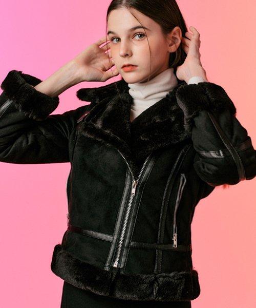 WOMEN 밍크 스웨이드 슬림핏 무스탕 자켓 [All_Black] 양털 ver.