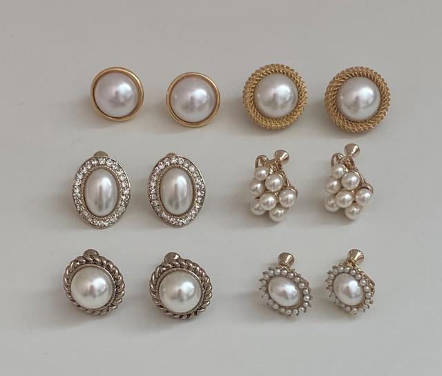 진주 웨딩 귀찌 귀안뚫는 클립형 볼드 귀걸이