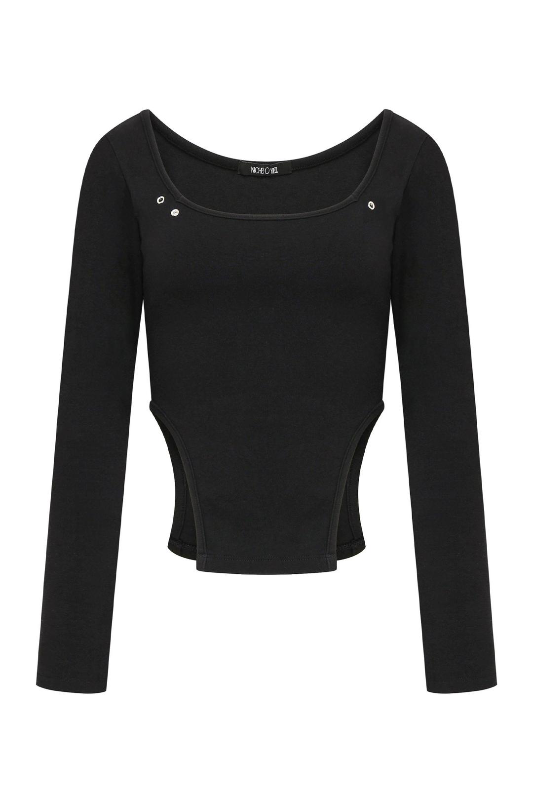 Eyelet side-cut tee (black)