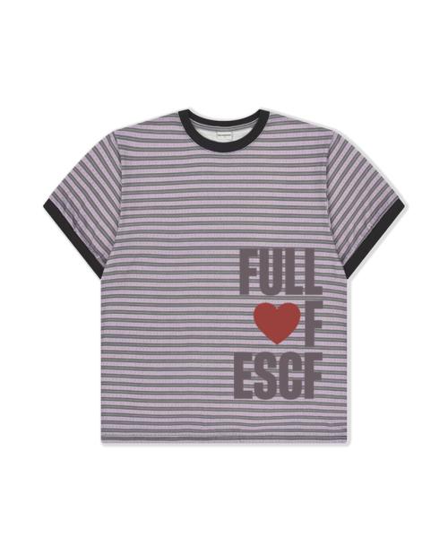 풀 러브 ESCF 앤드 퍼플 스타 로고 스트라이프 풀프린트 링거 반팔티