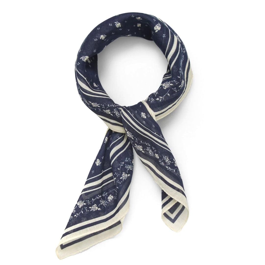 BSG182 Fleur Cotton Scarf: Navy Blazer