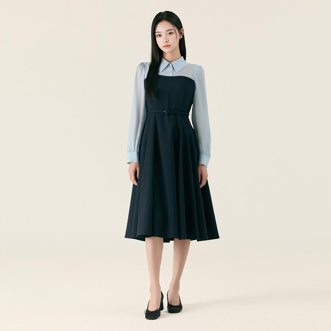 로엠 [BEST] 우븐매칭 롱 원피스_RMOWG23S11