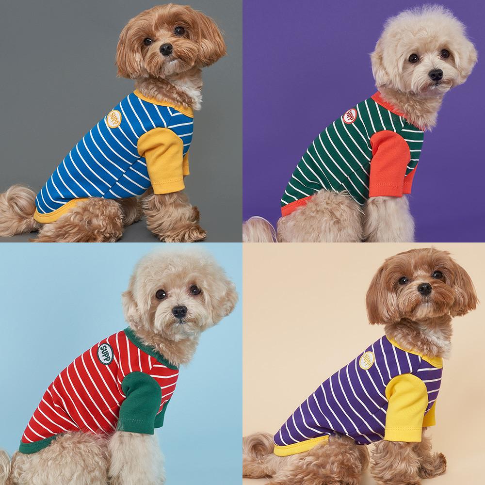 강아지옷 애견 실내복의류 단가라 나그랑티셔츠 블루 2XL 반려견 대형견옷