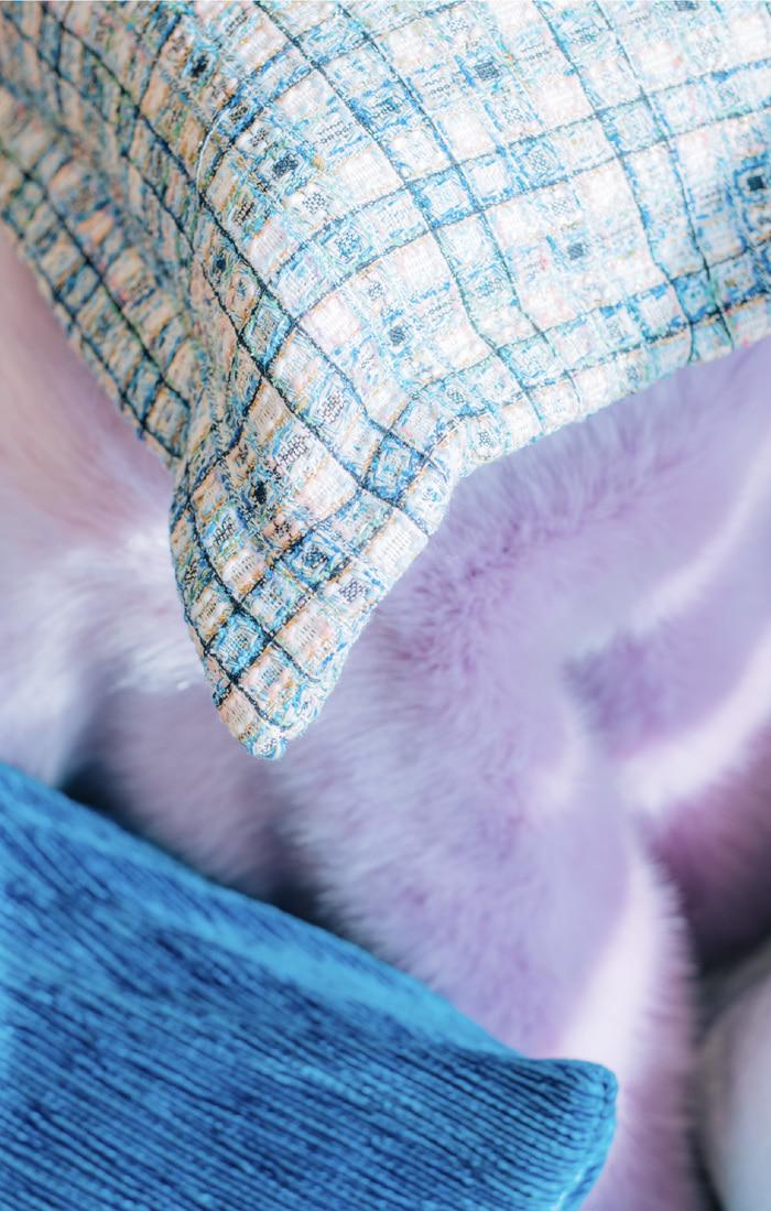 blue tweed cushion cover