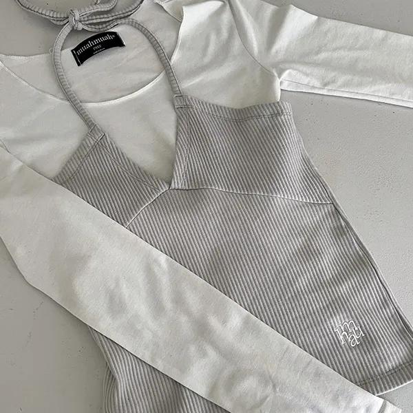 [SET] 로고 레이어드 티셔츠 세트: 3color