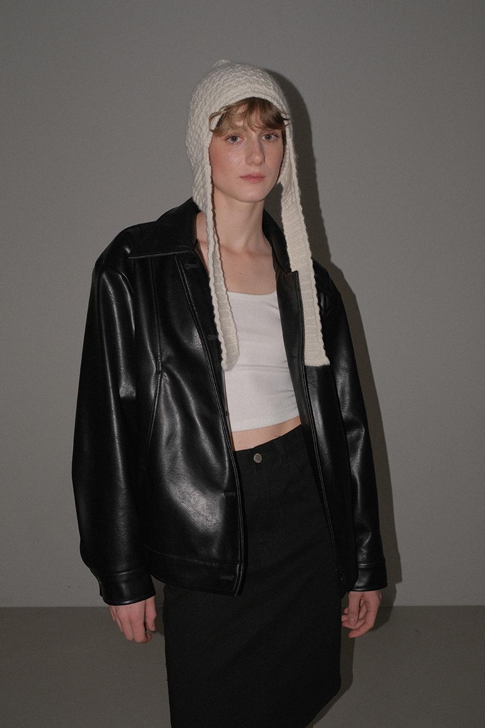 Single Leather Blouson_black