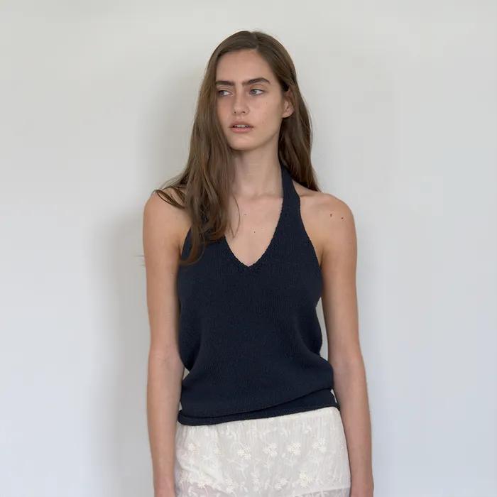 [5th] Halterneck Knit Sleeveless Top_Navy