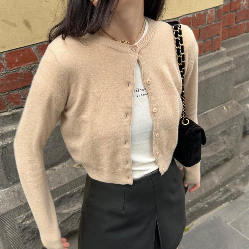 Aprilribon 에이프릴리본 모르 니트 가디건 라운드 크롭 cd 4colors