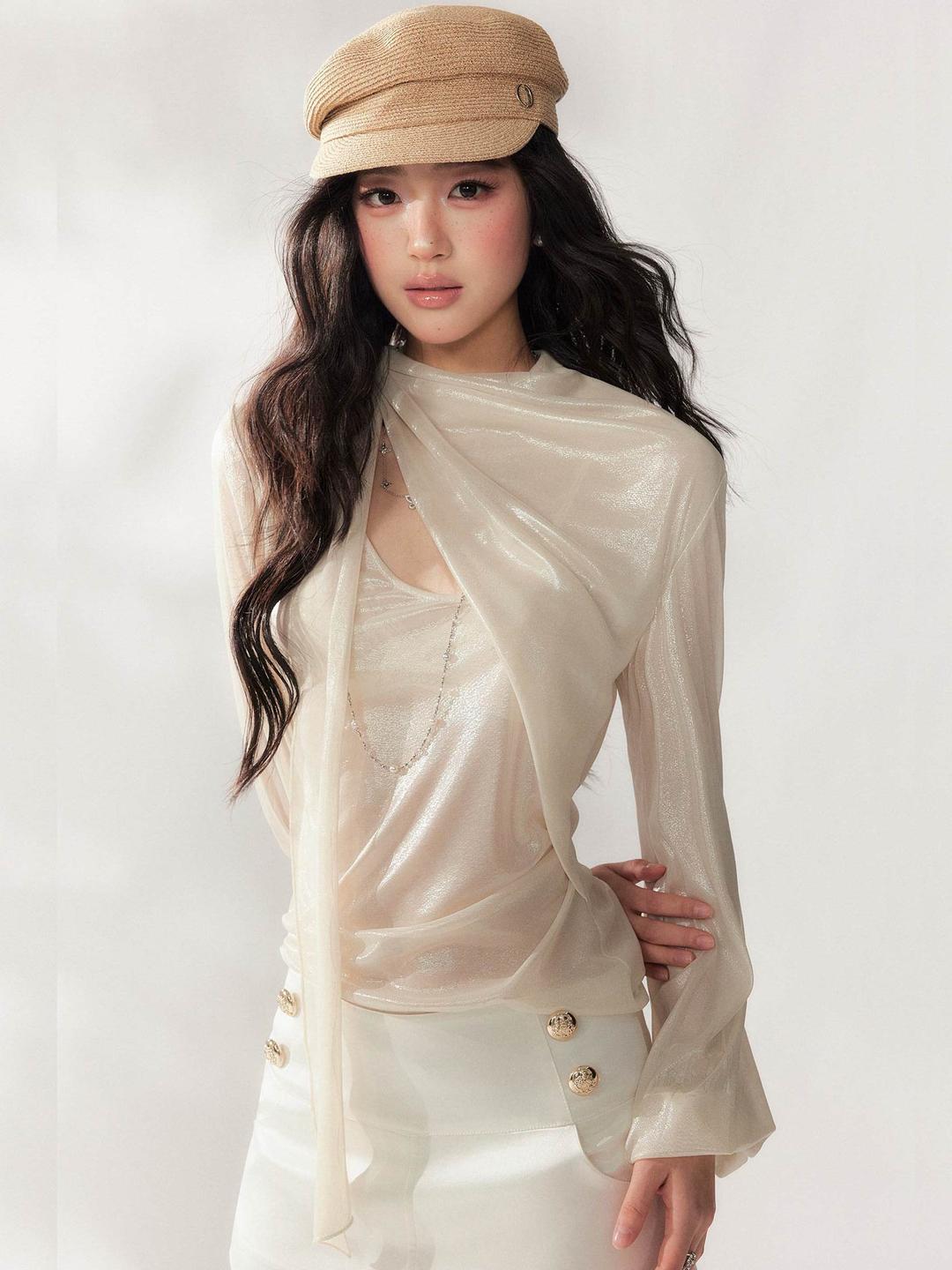 [4Mus Giggle] Luminous Veil Blouse