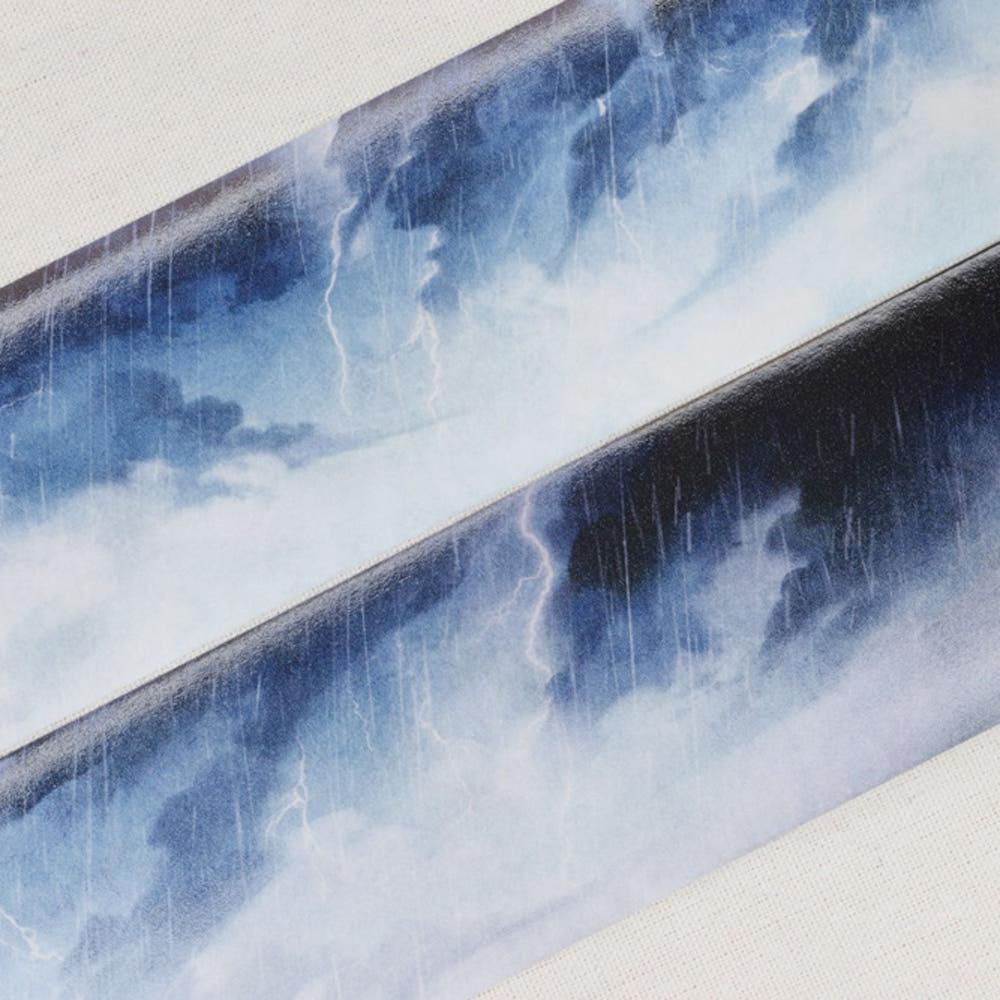 천둥 소리 화지 마스킹테이프 소분 풍경 스티커 하늘 뇌우 비 마테컷 탑꾸 다꾸