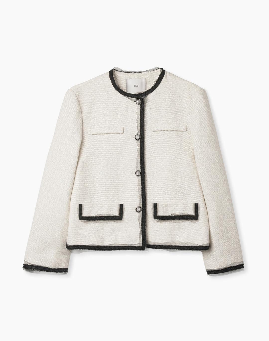 VINTAGE TWEED WOOL JACKET (WHITE)