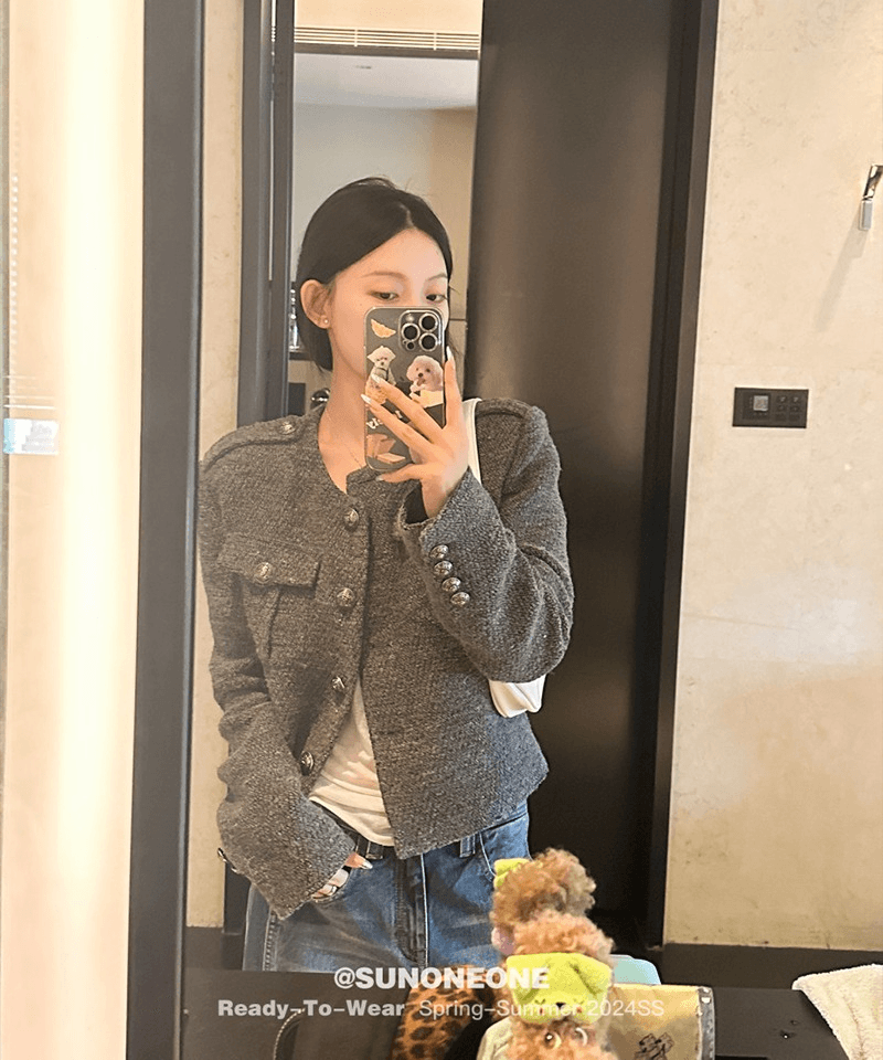 [당일출고][단독] FW 은장 라운드 포켓 부클자켓