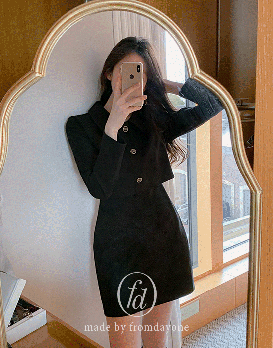 프롬데이원 하객룩🖤Made)클로젯 카라 셋업 미니원피스(+5cm기장추가/H라인/투피스/데이트룩/하객룩/격식룩)