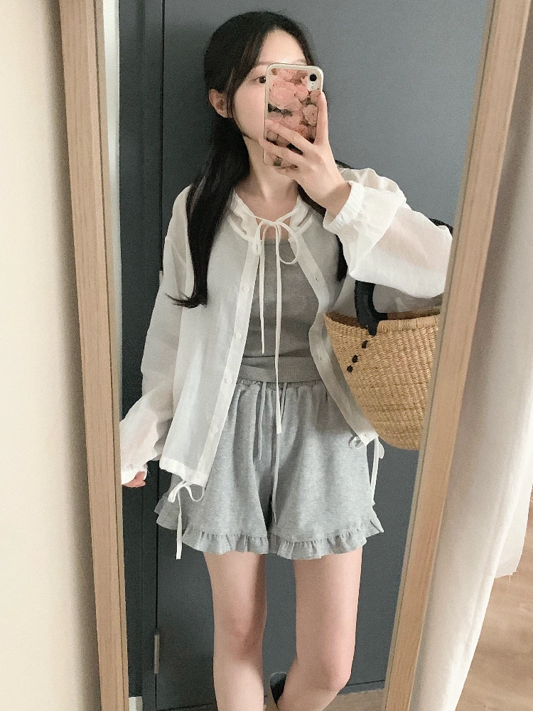 레이샤 후드 블라우스 바람막이