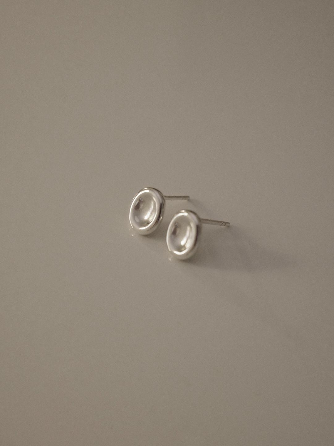 Oval Button Earrings