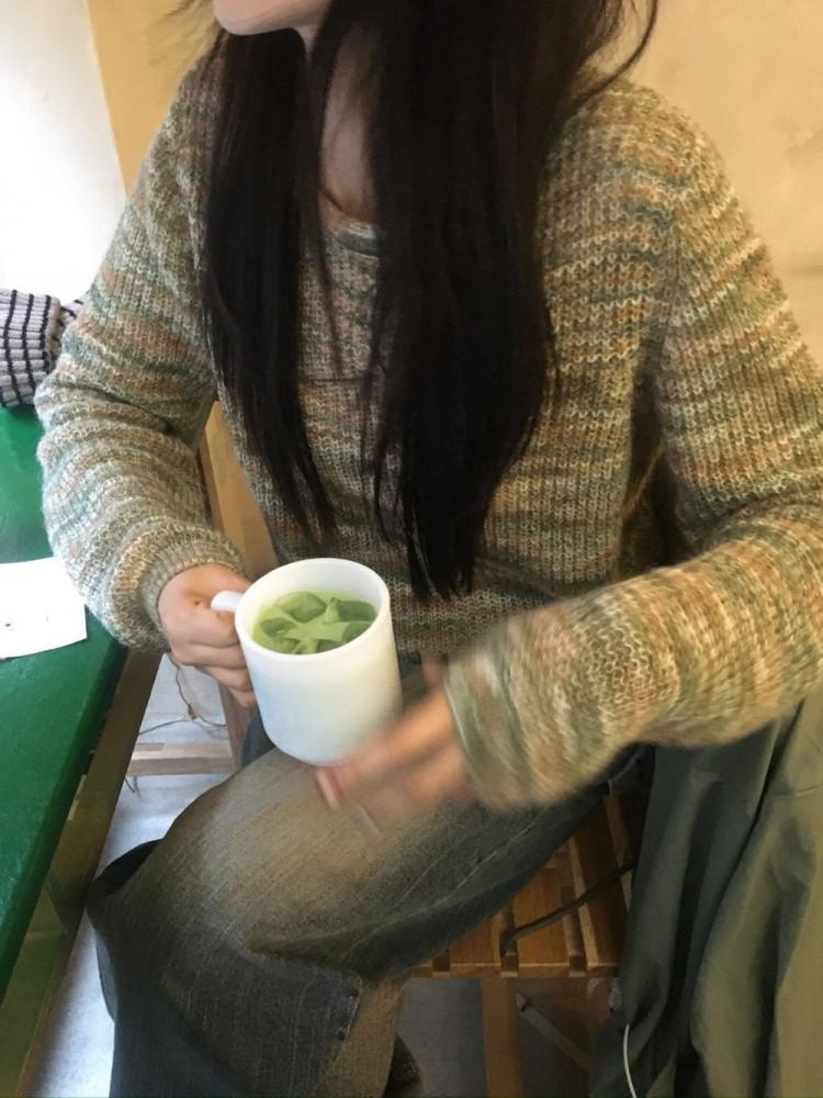 믹스 컬러 보카시 짜임 라운드 니트 (무료배송)