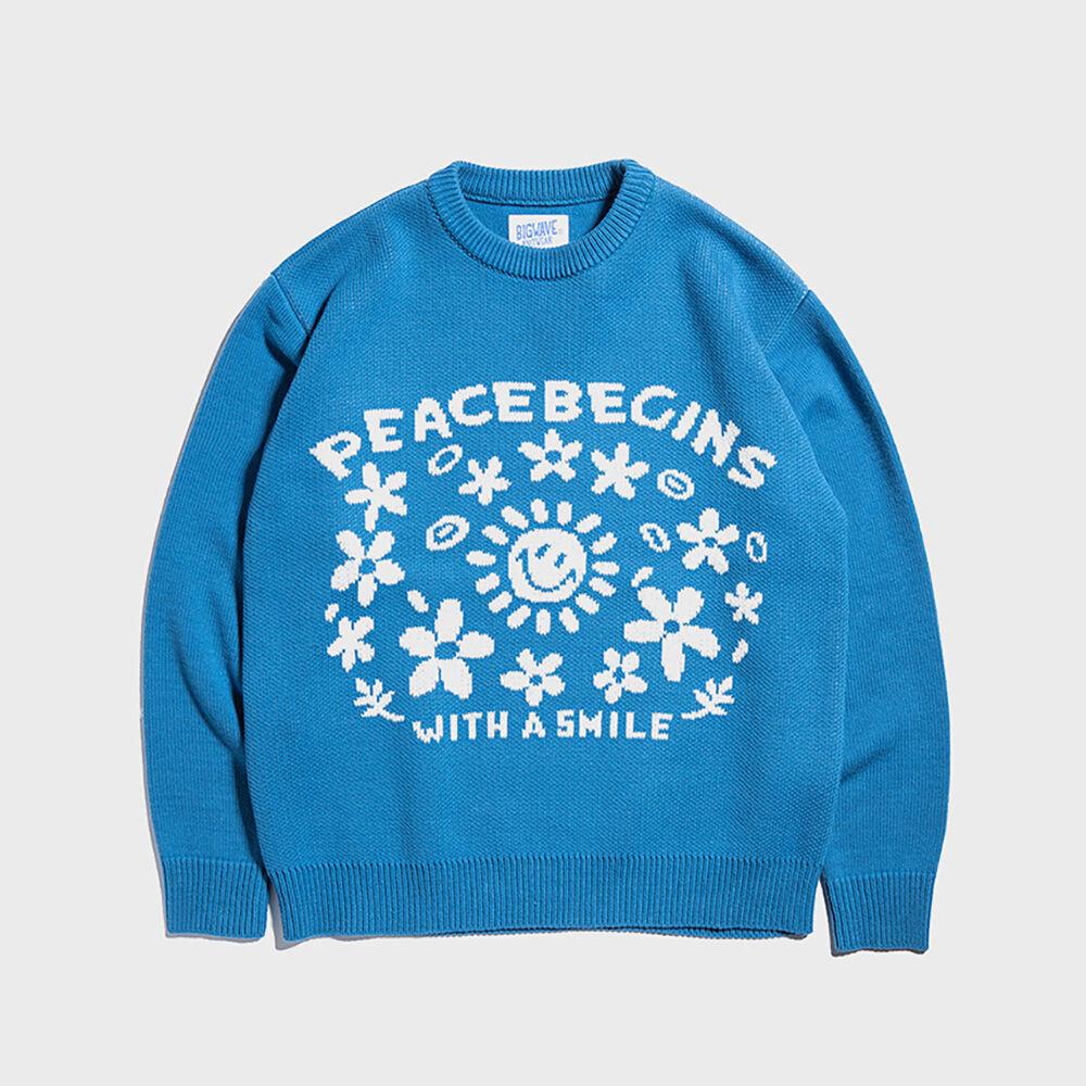 PEACE BEGINS 21SS COTTON KNIT (BLUE)