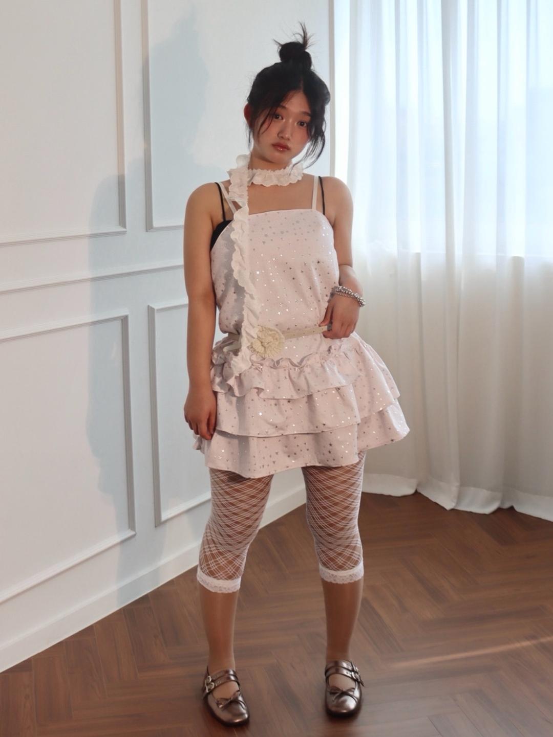 Star frill dress (white)