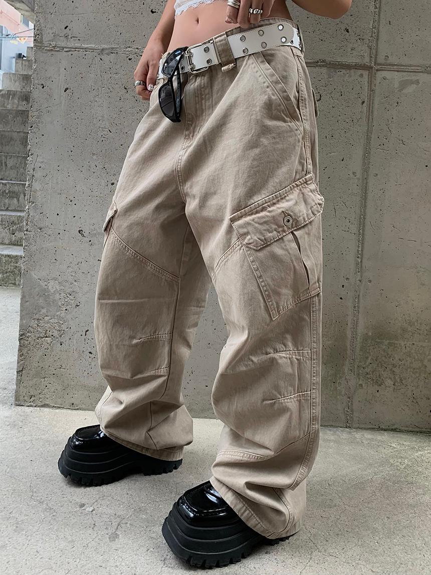 키치드 딥다잉 와이드 카고팬츠(UNISEX)