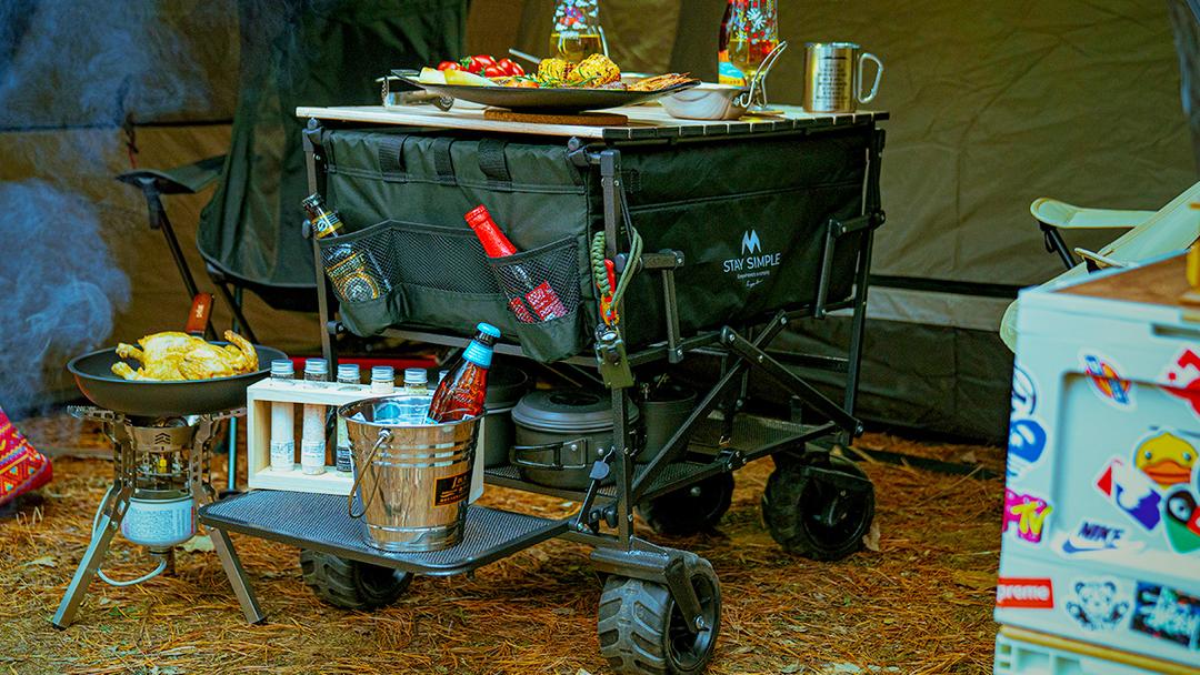 수납력과 내구성이 좋은 원터치 폴딩 어빈힐 2단 캠핑웨건