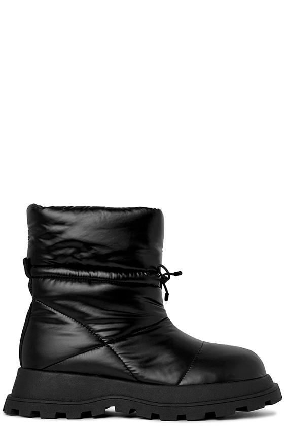 패딩 스트링 앵클 부츠